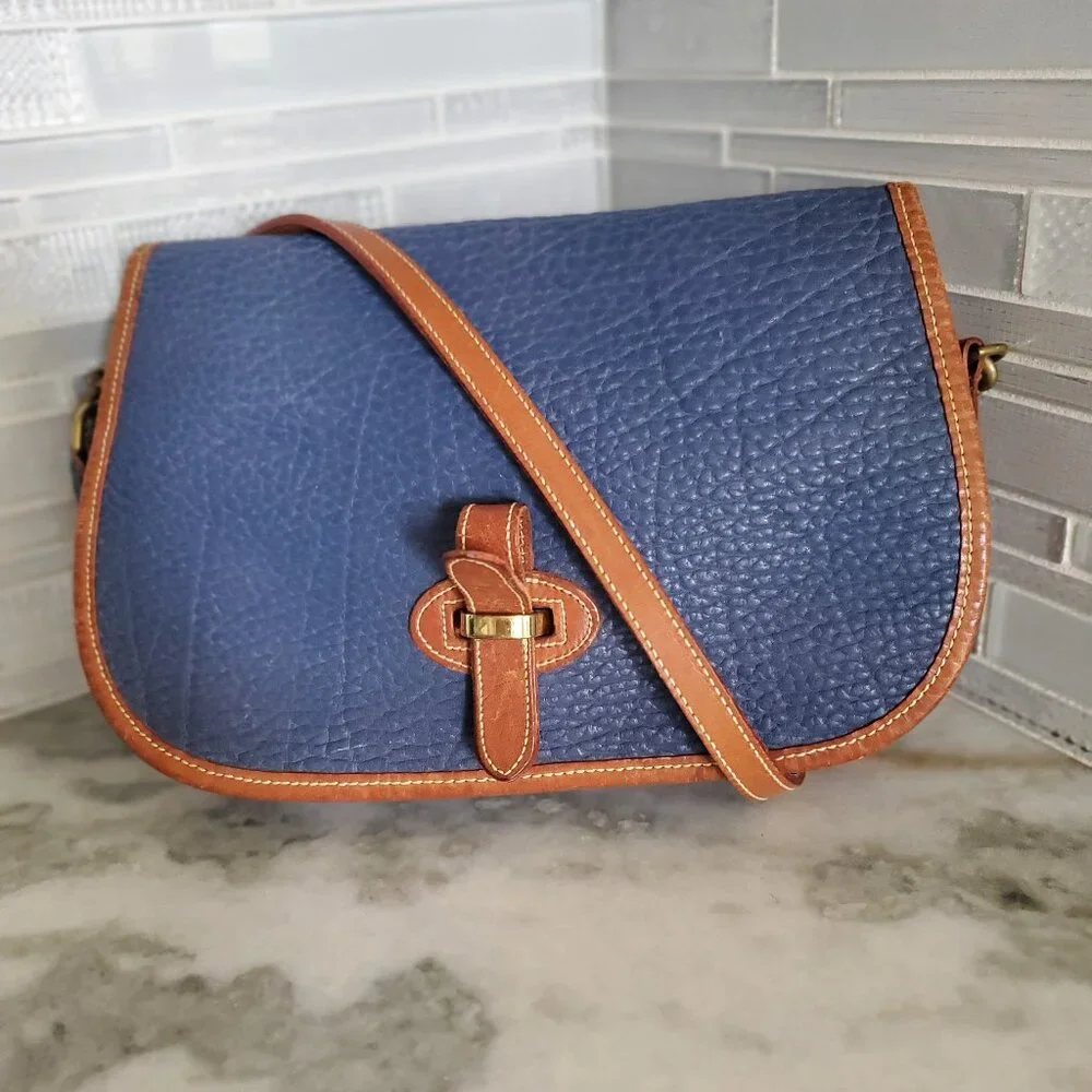 RARE Vintage Dooney and Bourke Saddle Bag 80's Pre-Tag Cadet Blue - Picture 1 of 17